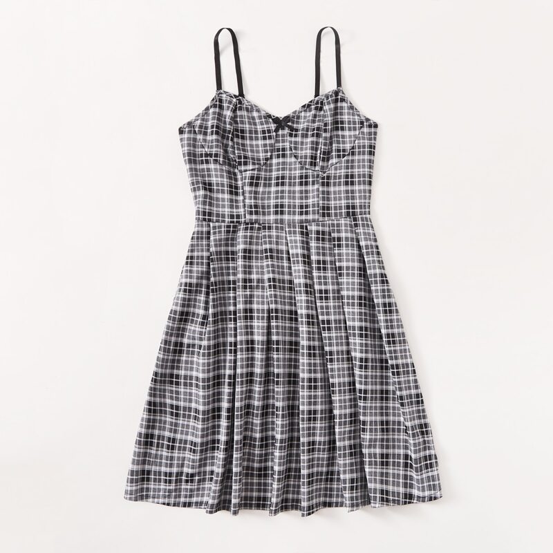 

Plaid Cami Dress, Black and white