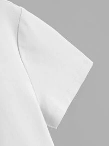 SHEIN Tween Girl Round Neck Solid Tee - White - View 4