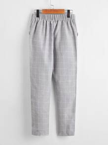 青少年男孩偏口袋格子印花褲子