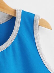 SHEIN Tanks Bé Trai Tương phản ràng buộc Hoạt hình Giải trí - Màu xanh lam - Xem 4