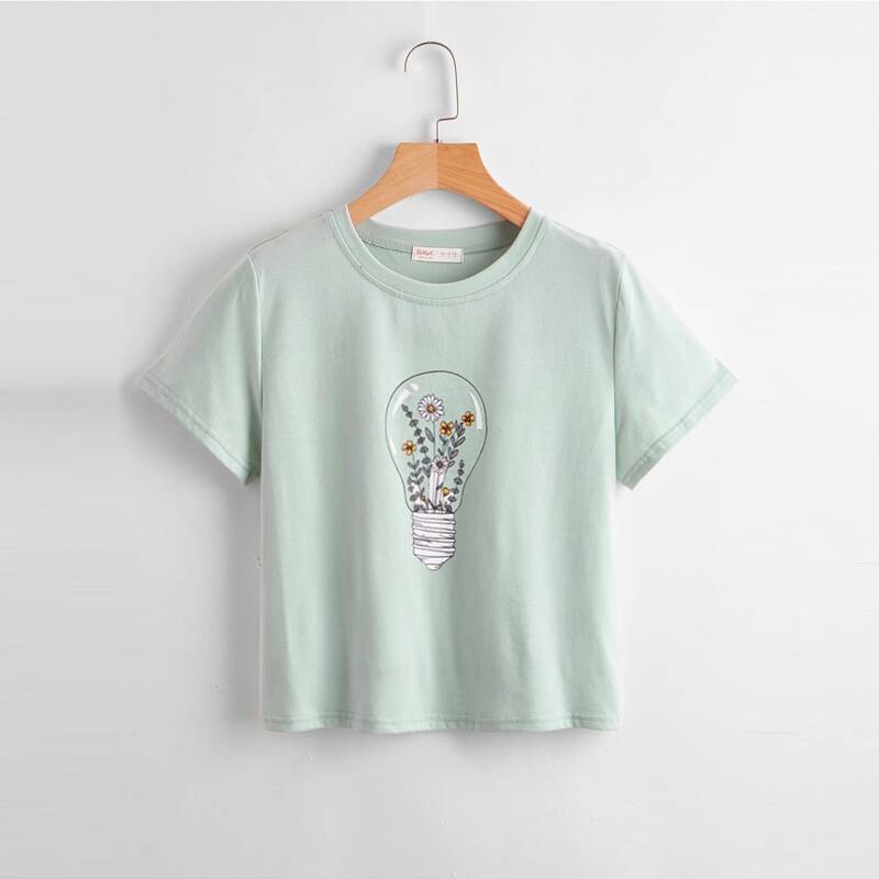 

Floral Graphic Tee, Mint green