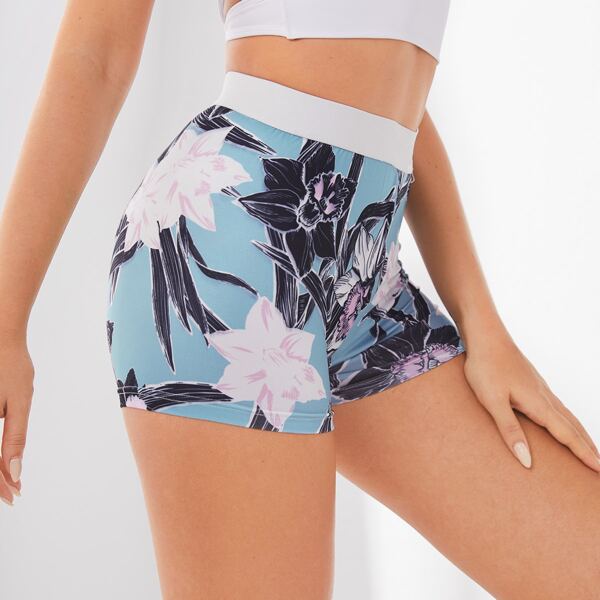 

Floral Print Biker Shorts, Multicolor