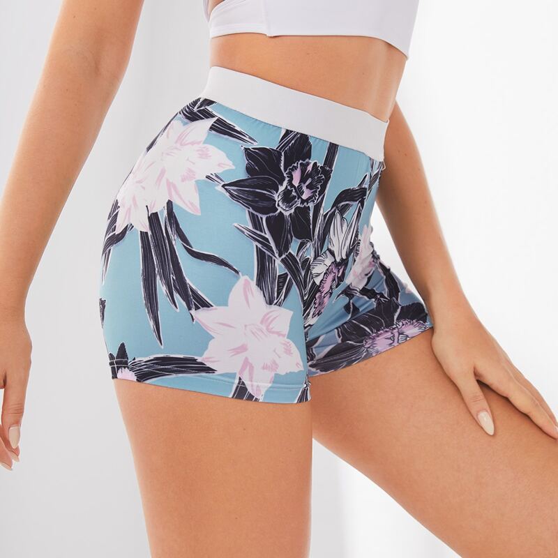 

Floral Print Biker Shorts, Multicolor