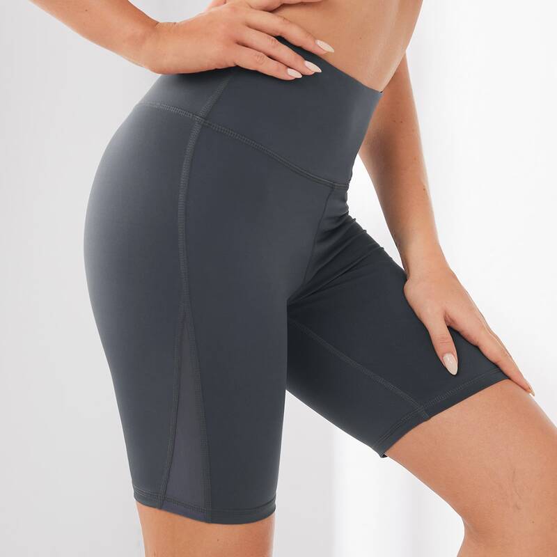 

Solid Wide Waistband Biker Shorts, Dark grey
