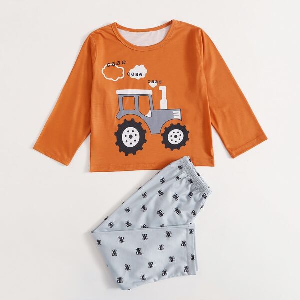 

Toddler Boys Cartoon Car And Letter Graphic PJ Set, Multicolor