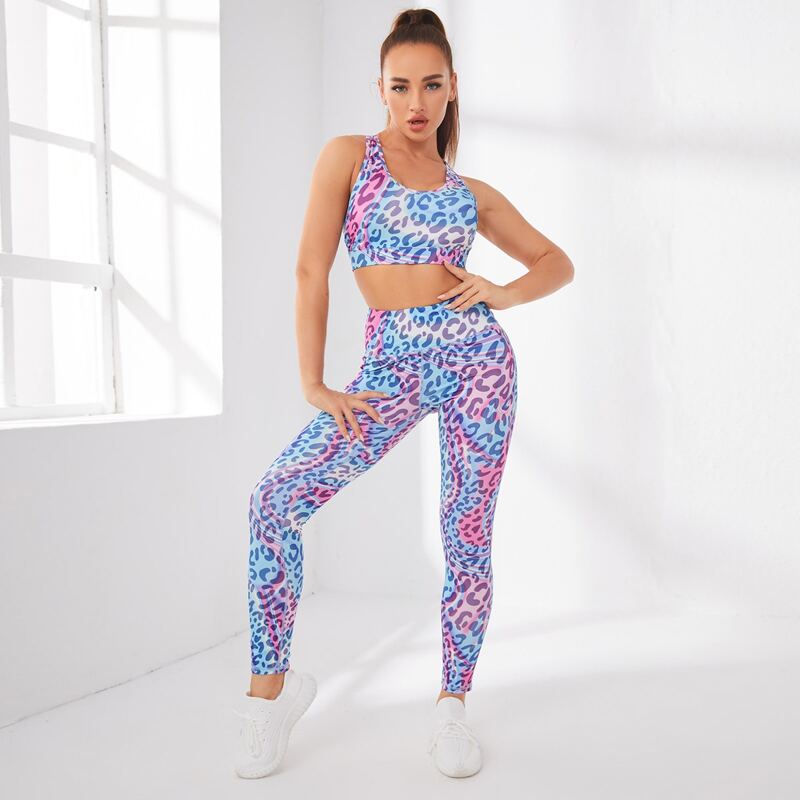 

All Over Print Sports Bra & Leggings, Multicolor