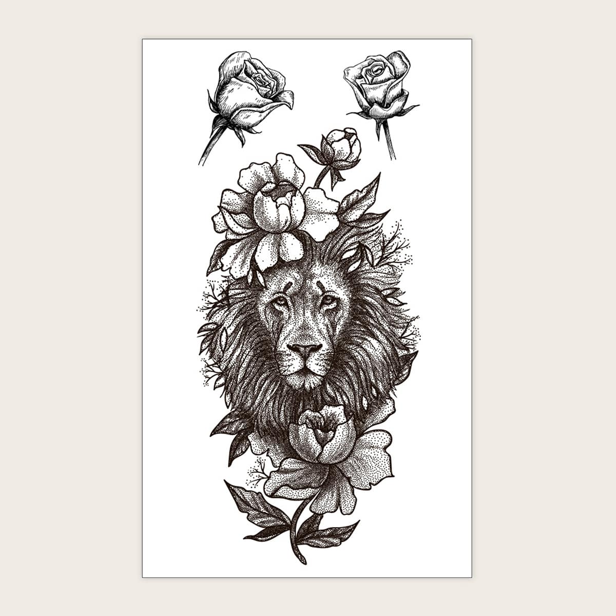 

1sheet Lion Pattern Tattoo Sticker, Black