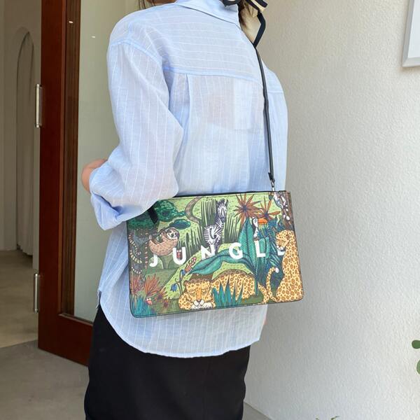 

Letter & Plant Graphic Crossbody Bag, Green