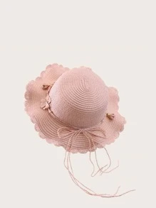 Sombrero de paja de niñas con flor con bolso - Rosa - Ver 2