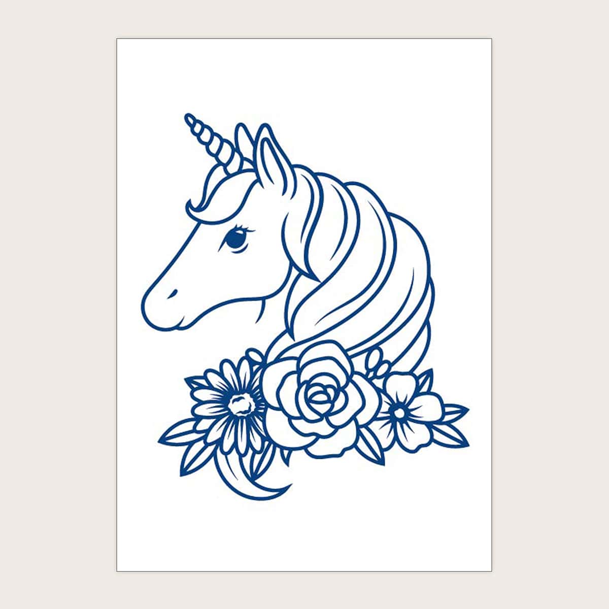

1sheet Unicorn Pattern Tattoo Sticker, Blue