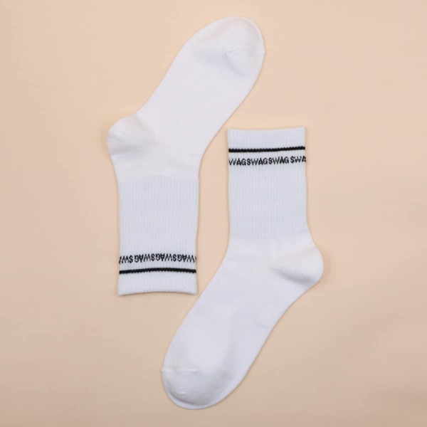 

Letter Graphic Crew Socks, White