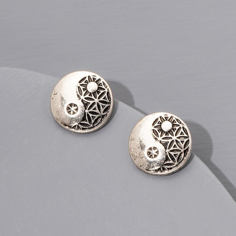 

Guys Yin & Yang Stud Earrings, Antique silver