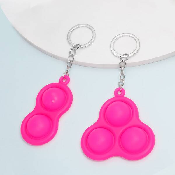 

2pcs Creative Stress Relief Keychain, Hot pink