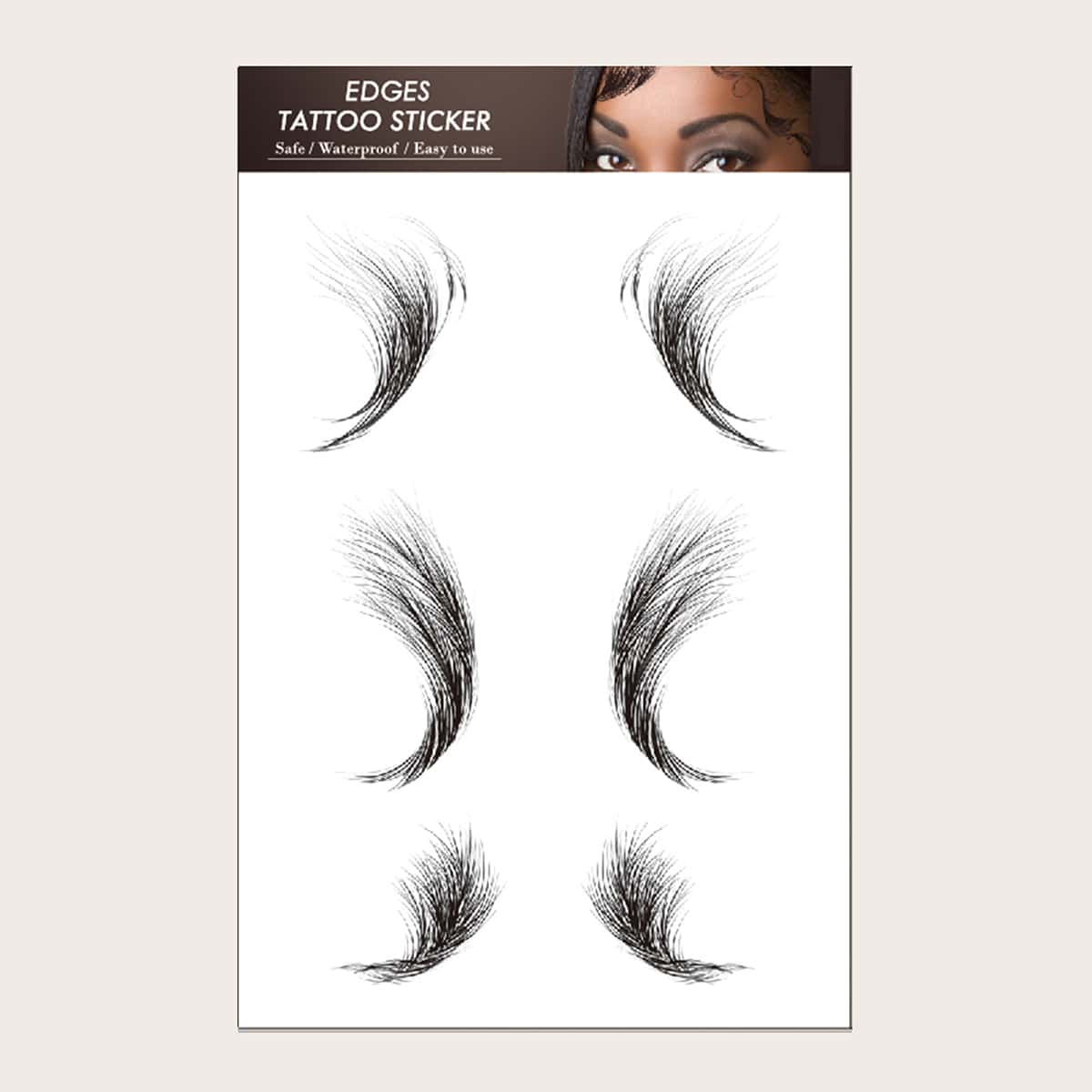 

1sheet Hairline Edge Tattoo Sticker, Black