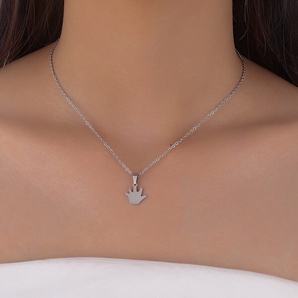 

Hand Charm Necklace, Silver