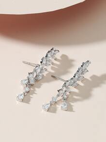 Hoa tai Khối Zirconia  Thiết kế lá - Bạc - Xem 3