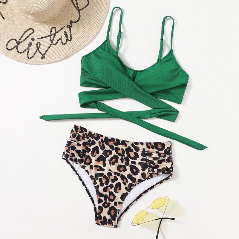

Leopard Print Bikini Swimsuit, Multicolor
