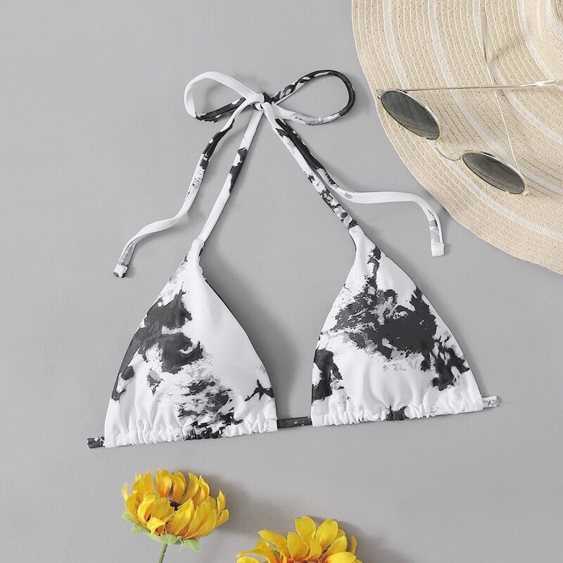 

Tie Dye Bikini Top, Black and white