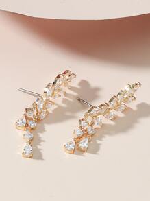 方晶鋯石葉子設計耳環