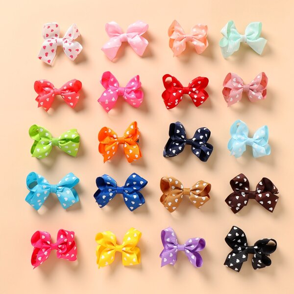 

20pcs Toddler Girls Bow Decor Hair Clip, Multicolor