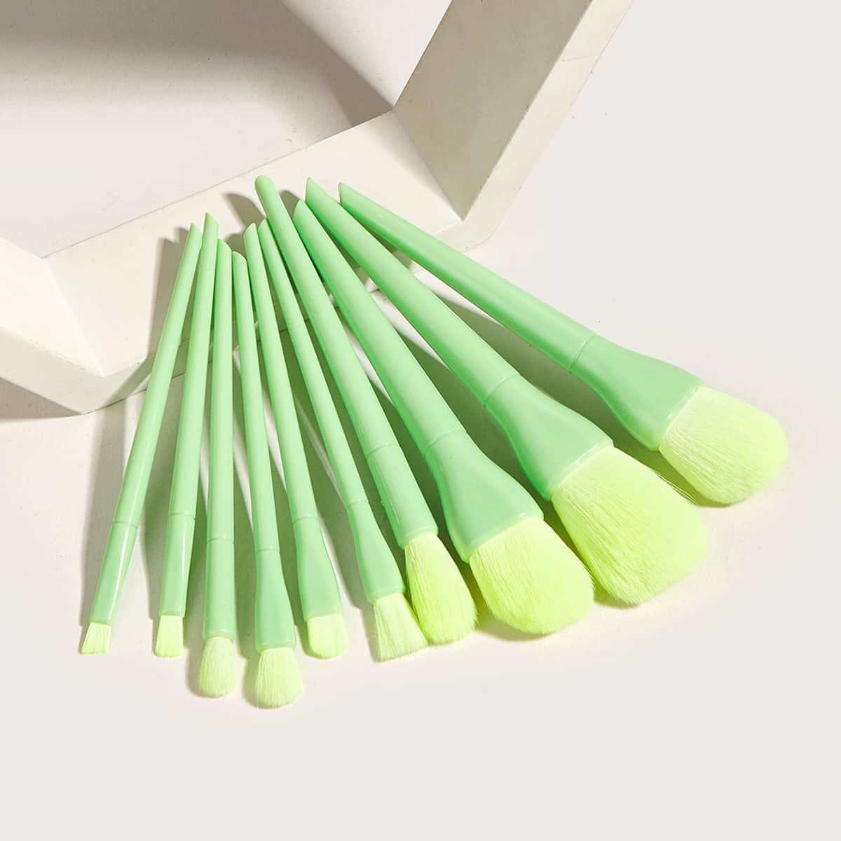 

10pcs Neon Lime Makeup Brush Set, Green