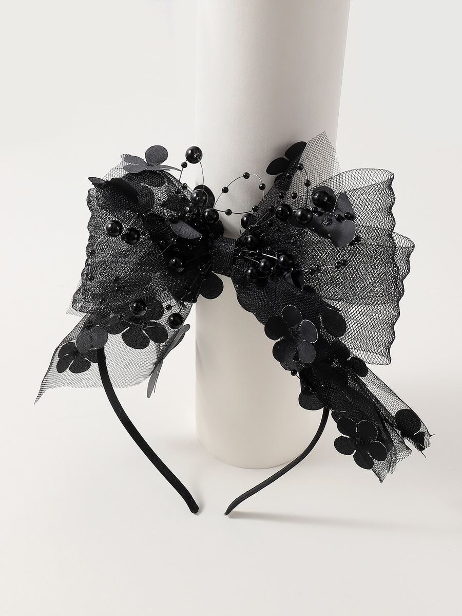 Băng đô trang trí nơ trang trí cho bé gái - màu đen - Xem 1