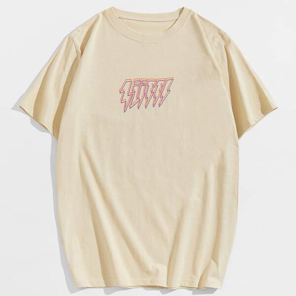 

Men Graphic Print Tee, Apricot
