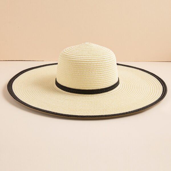 

Wide Brim Straw Hat, Beige