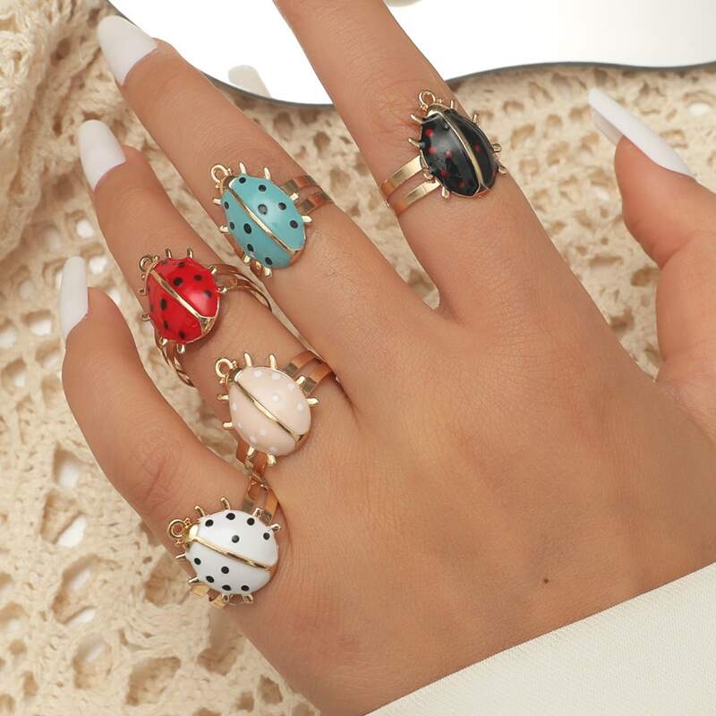 

5pcs Ladybug Decor Ring, Multicolor