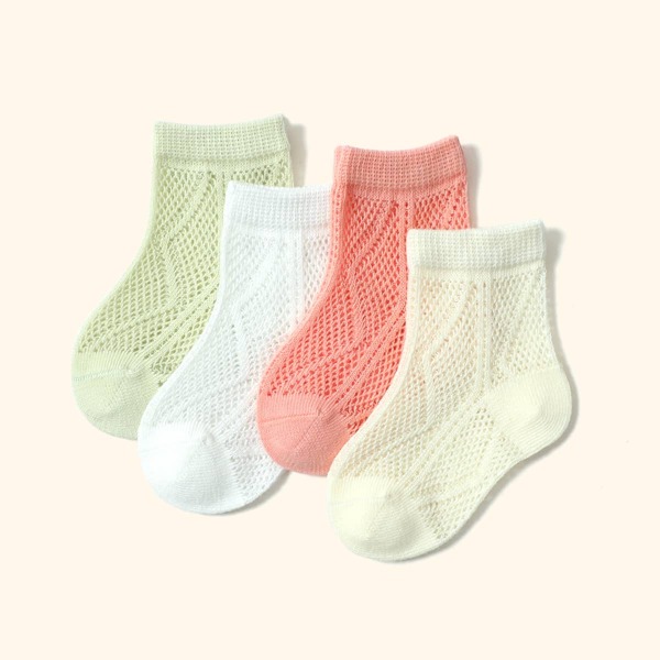 

4pairs Baby Plain Socks, Multicolor
