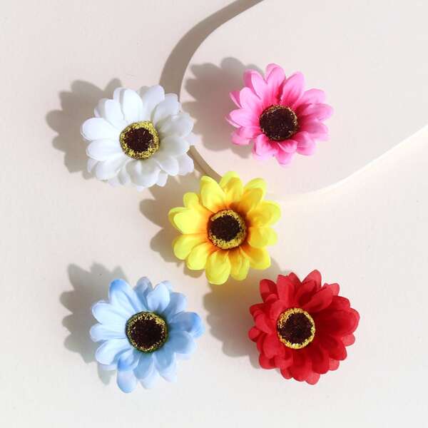 

5pcs Toddler Girls Flower Decor Hair Clip, Multicolor