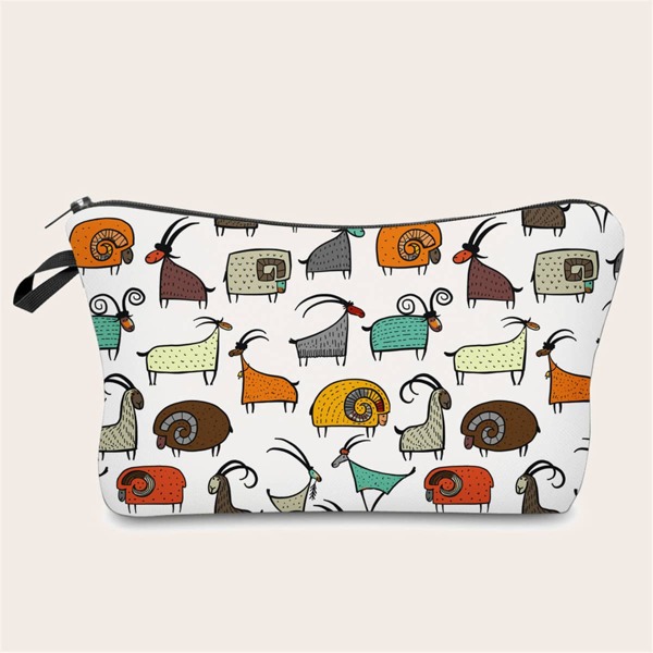 

Cartoon Graphic Zipper Makeup Bag, Multicolor
