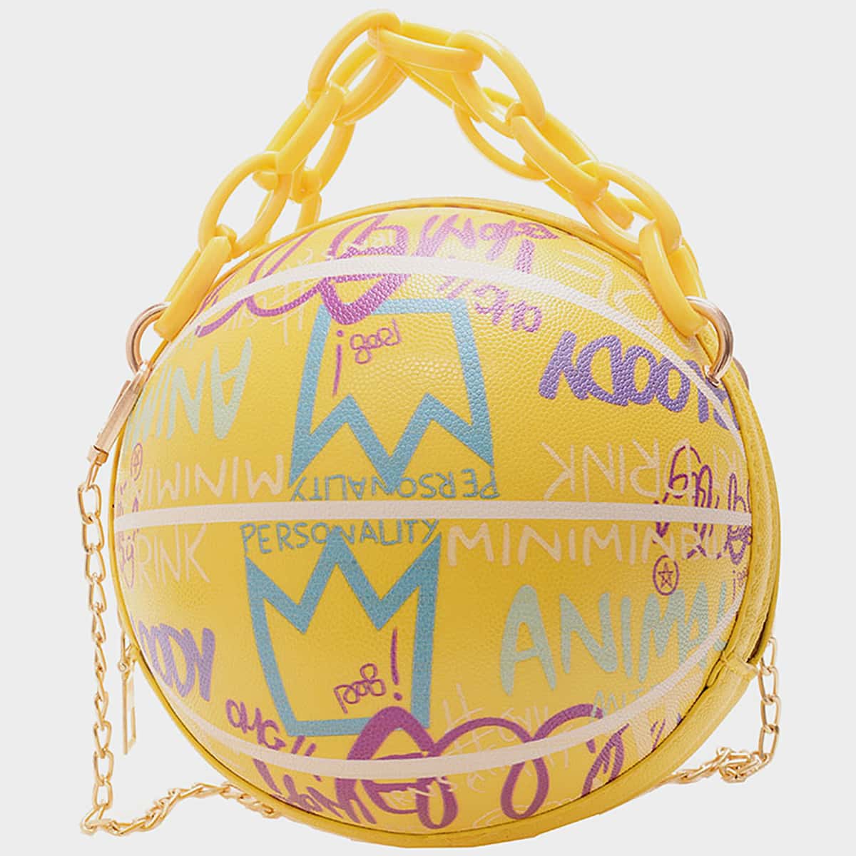 

Graffiti Ball Shaped Satchel Bag, Yellow