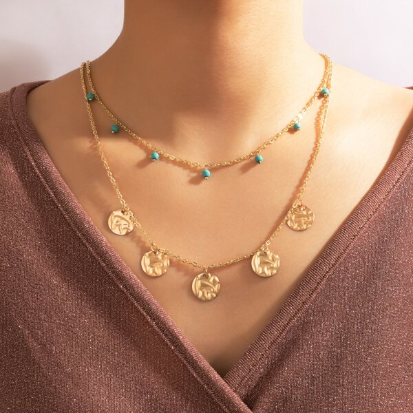 

Disc Charm Layered Necklace, Gold
