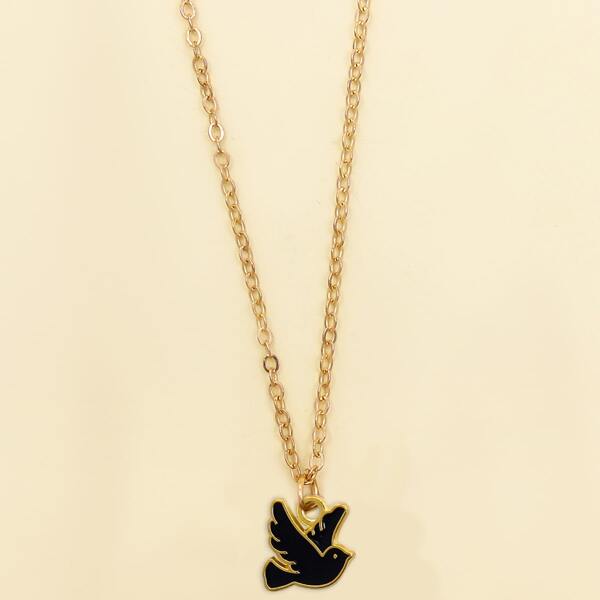 

Bird Charm Necklace, Black