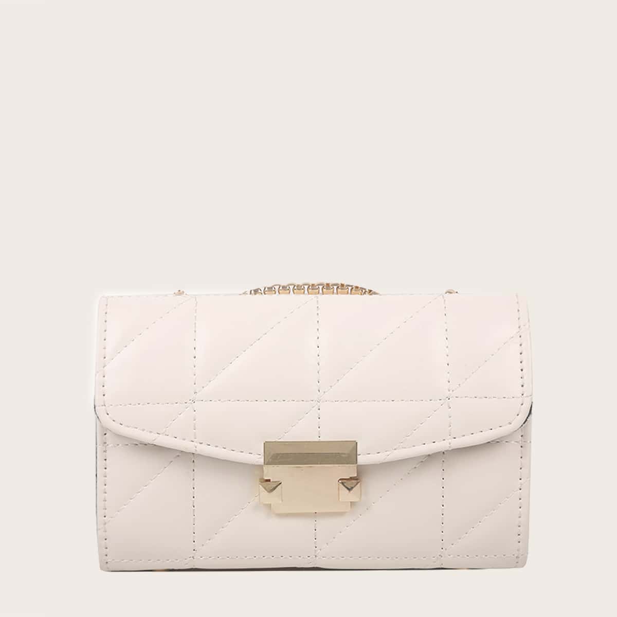 

Quilted Chain Shoulder Bag, Beige