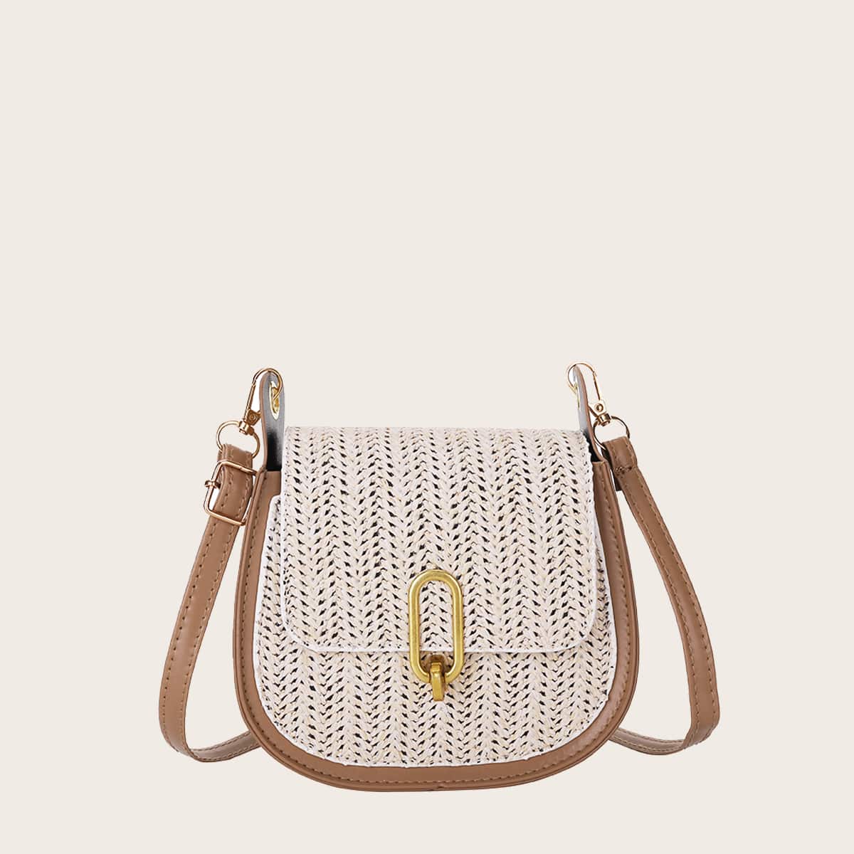 

Straw Saddle Bag, Brown