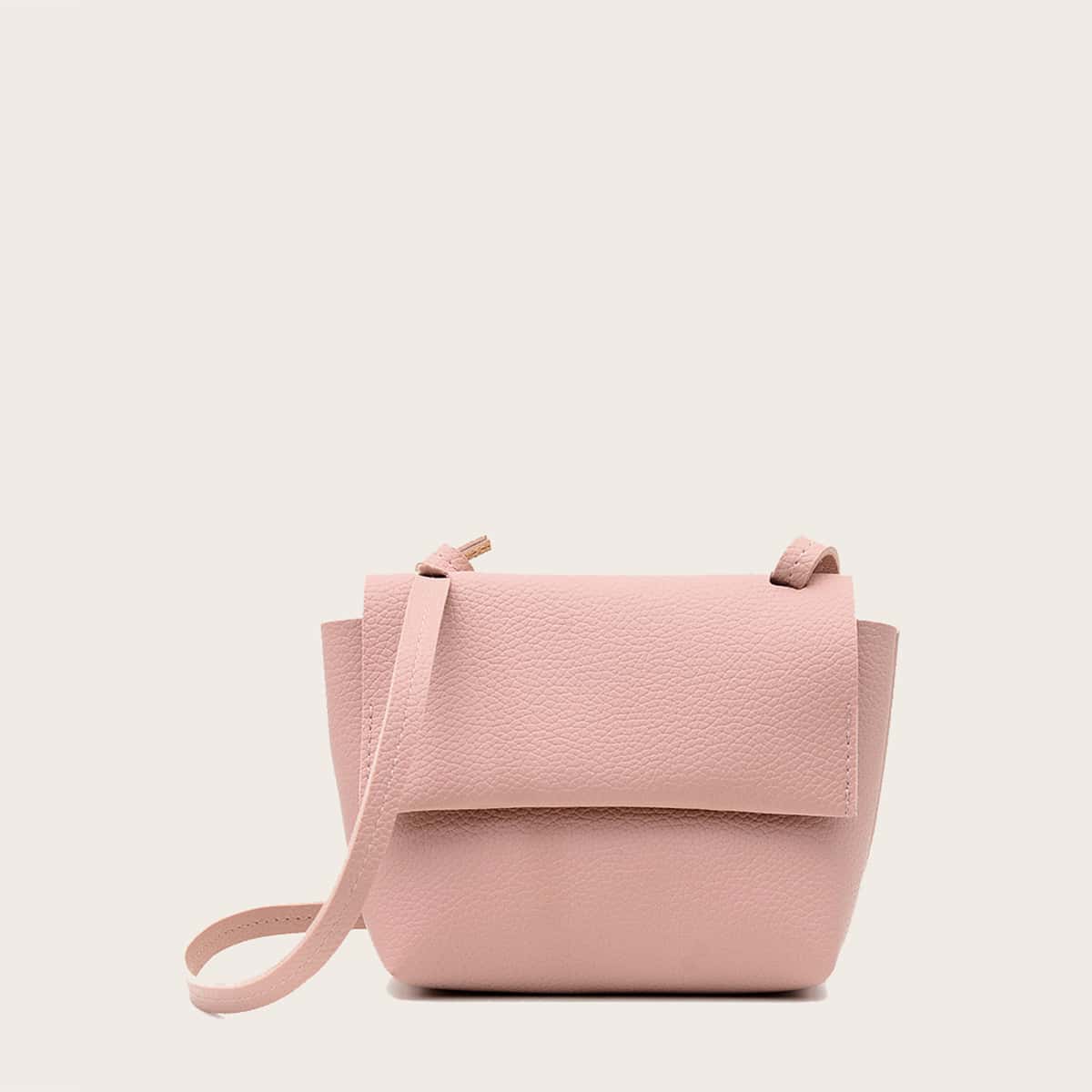 

Solid Flap Shoulder Bag, Baby pink