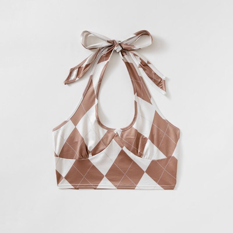 

Argyle Pattern Halter Top, Multicolor