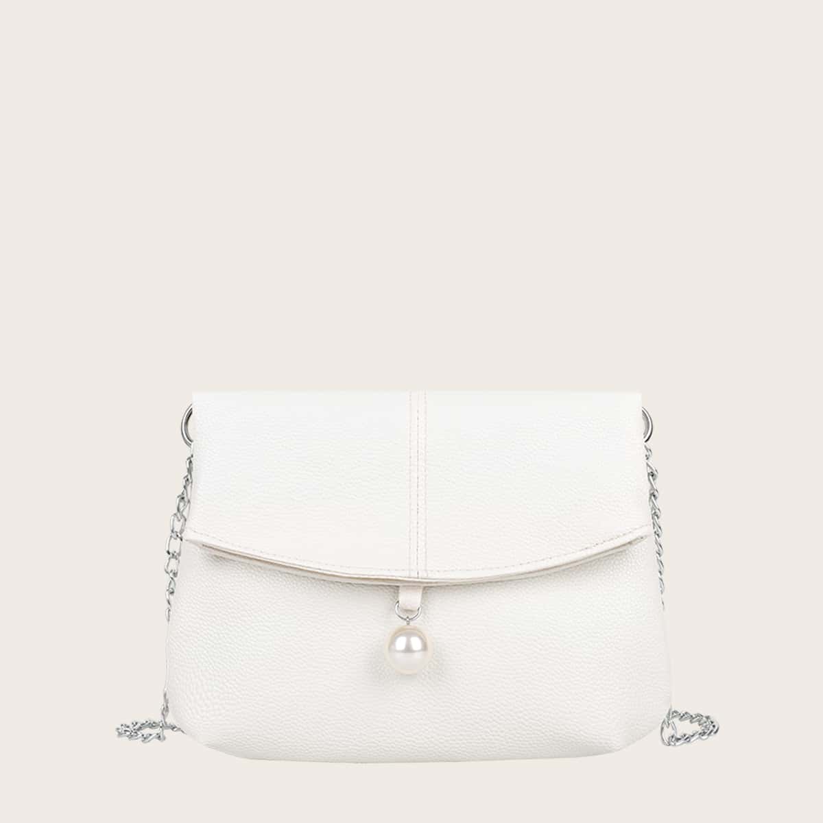 

Solid Chain Crossbody Bag, White