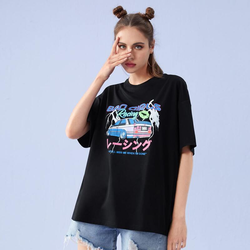 

Letter Car Graphic Tee, Black