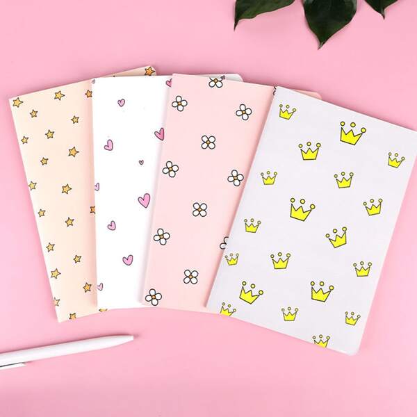 

1pc Mixed Pattern Cover Random Notebook, Multicolor
