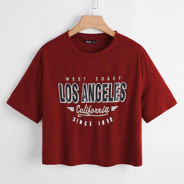 

Plus Letter Graphic Crop Tee, Burgundy