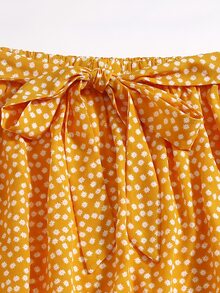 Crop Cami Top & Ditsy Floral Belted Skirt - Multicolor - View 5
