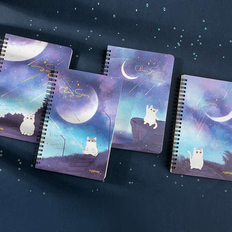

1pc Cartoon Cat Print Cover Random Spiral Notebook, Multicolor