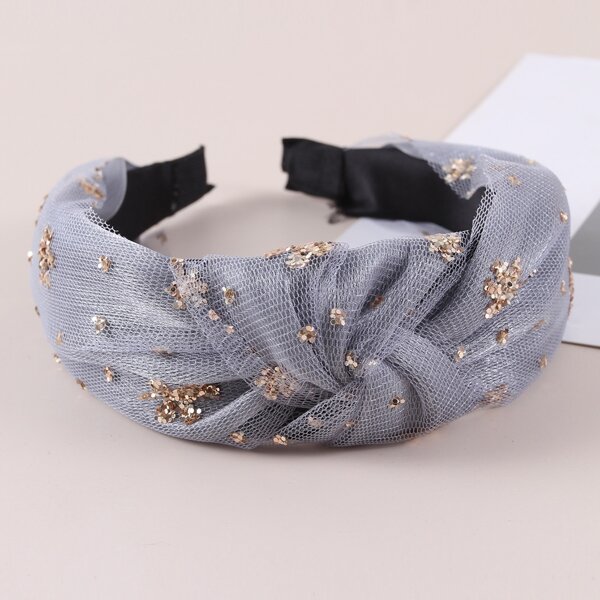 

Mesh Knot Decor Headband, Light grey