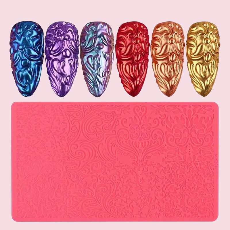 

1pc Silicone Floral Nail Art Printing Template, Watermelon pink