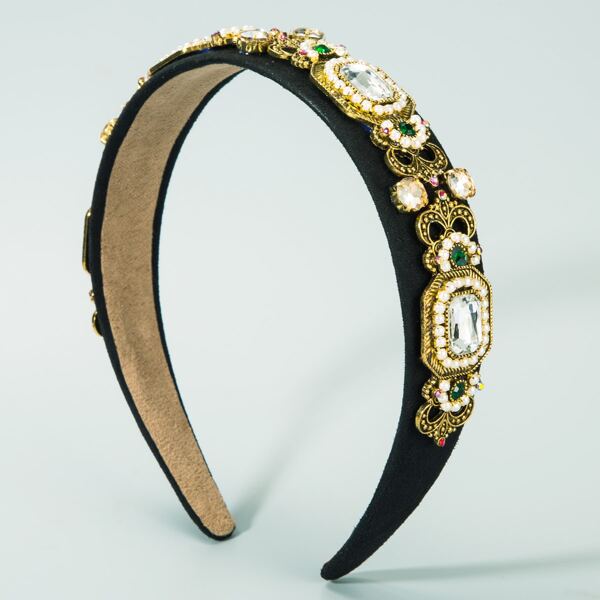 

Faux Pearl & Rhinestone Decor Headband, Black