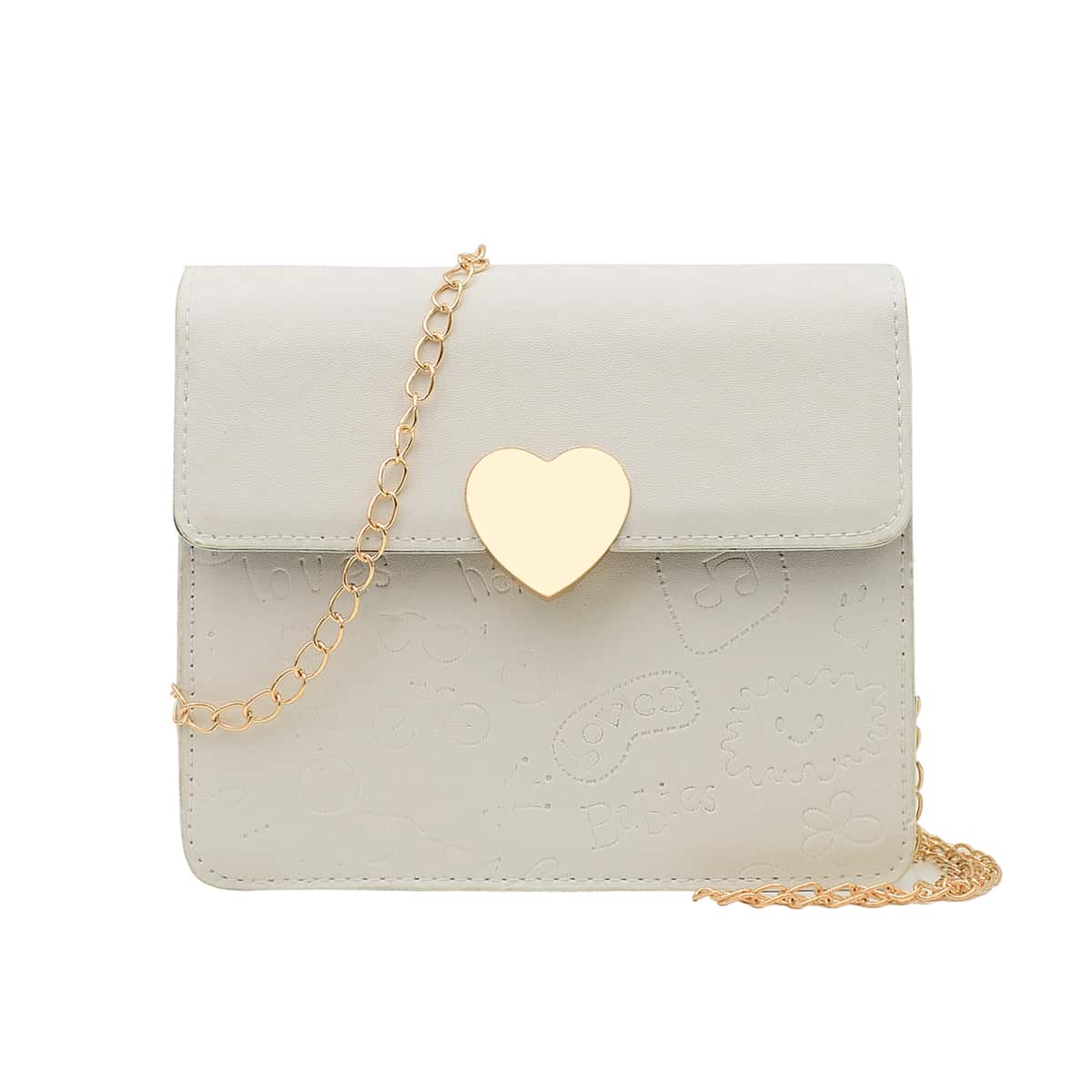 

Cartoon Embossed Crossbody Bag, Beige