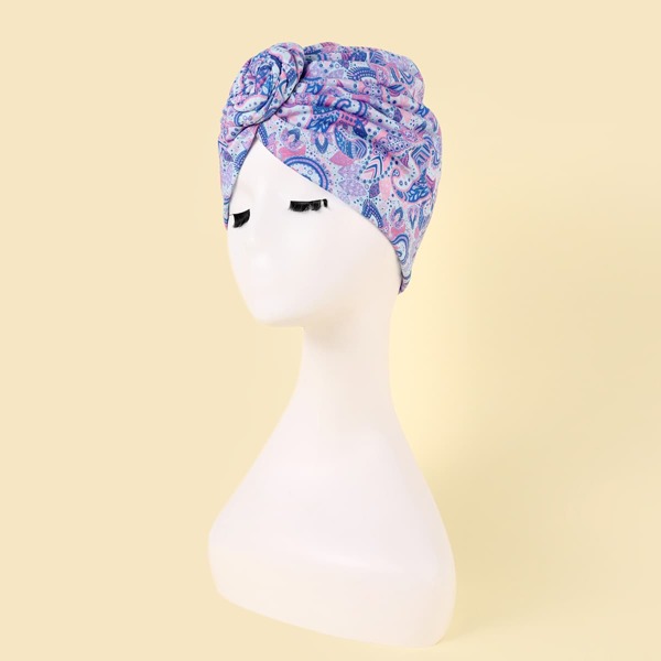 

Paisley Print Wrap Hat, Baby blue